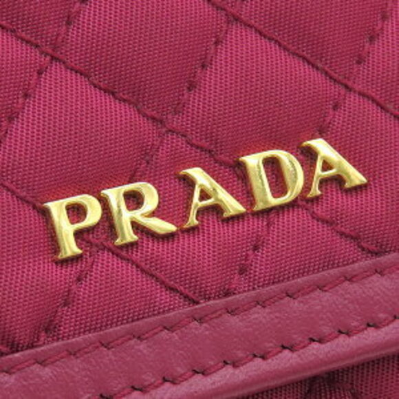 Prada Tessuto Quilted Wallet Nylon Red Bifold Logo Pass - Picture 8 of 14